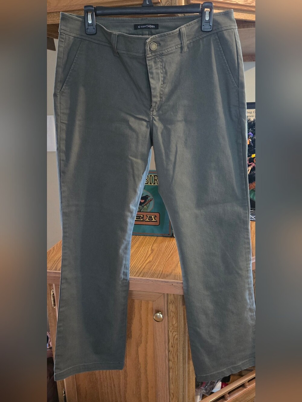 41 Hawthorne Womens Straight Fit Green Chino Pants - Classic Everyday Style
